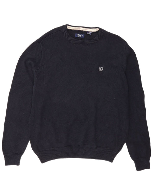 Chaps Herre Boat Neck Jumper Sweater XL Navy Blue Bomuld