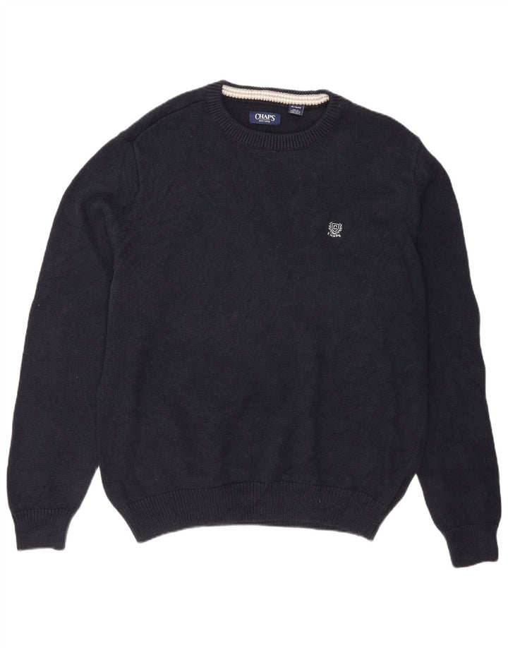 Chaps Herre Boat Neck Jumper Sweater XL Navy Blue Bomuld