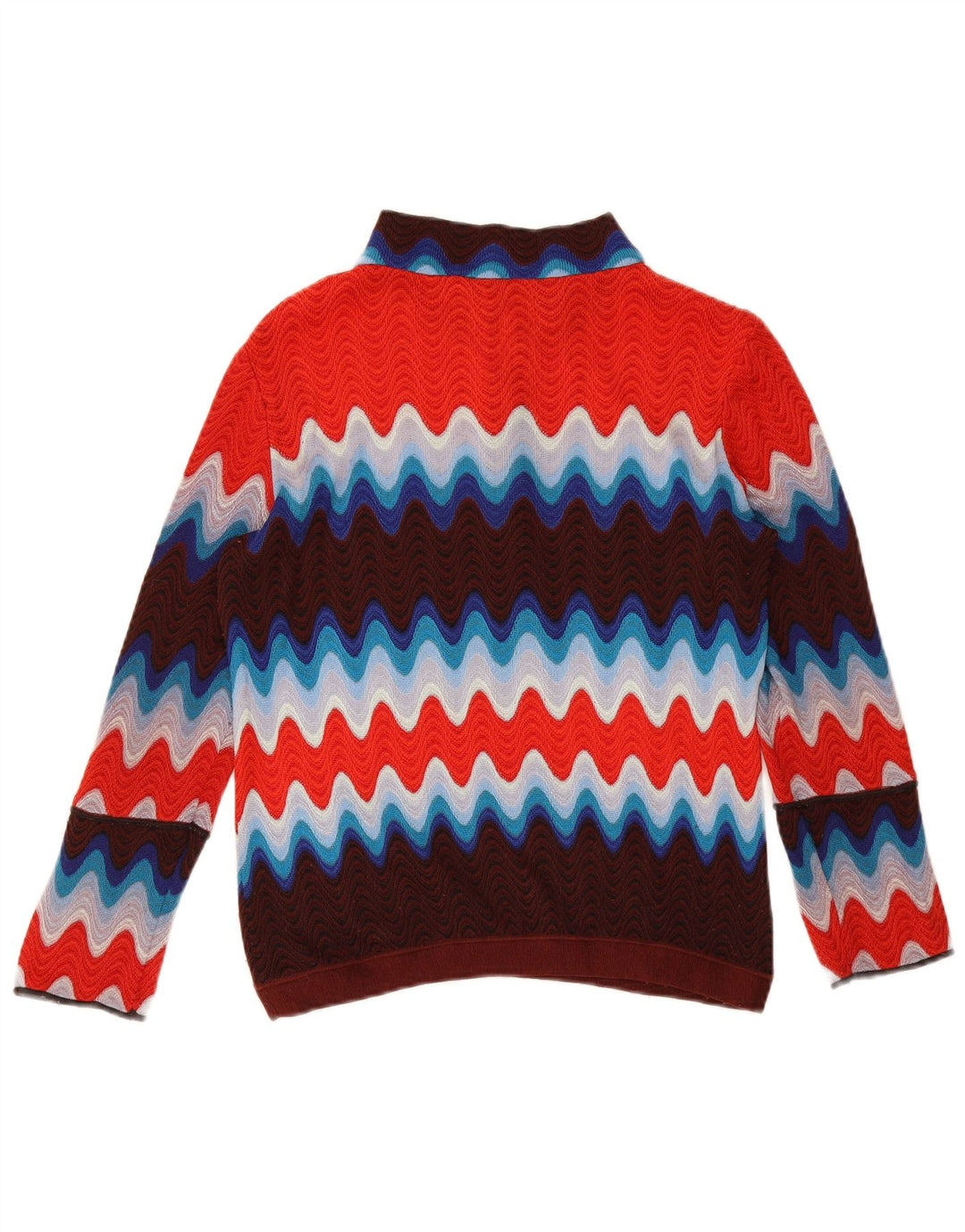 Vintage Womens Button Neck Jumper Sweater UK 12 Medium Multicolored