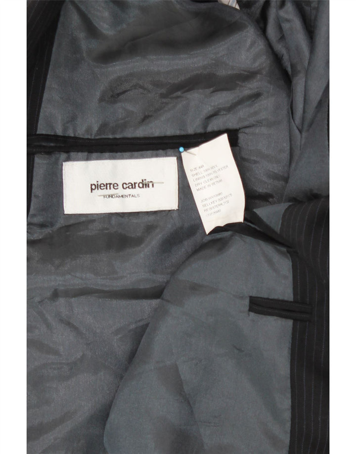 PIERRE CARDIN Mens 2 Button Blazer Jacket Size 44 XL Black Pinstripe Wool Vintage Pierre Cardin and Second-Hand Pierre Cardin from Messina Hembry 