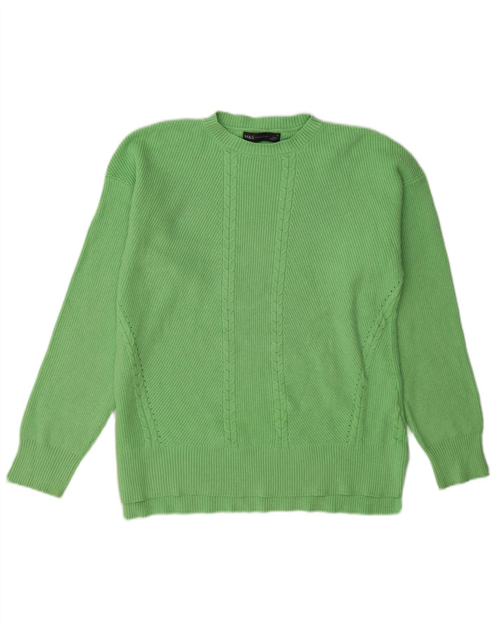 Marks & Spencer Dame sweater med rund hals DK 14 Medium Grøn viskose