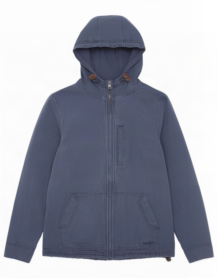 Weird Fish Dame Hooded Bomber Jacket UK 14 Medium Navy Blue Cotton