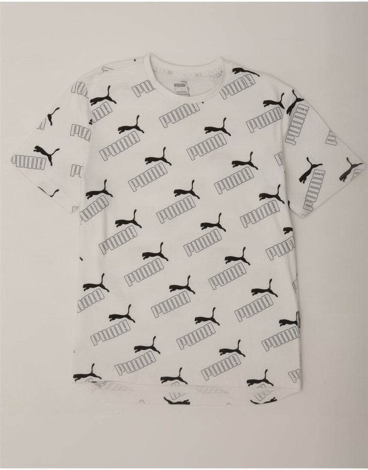 Puma Herre Grafisk T-Shirt Top Lille Hvid Bomuld