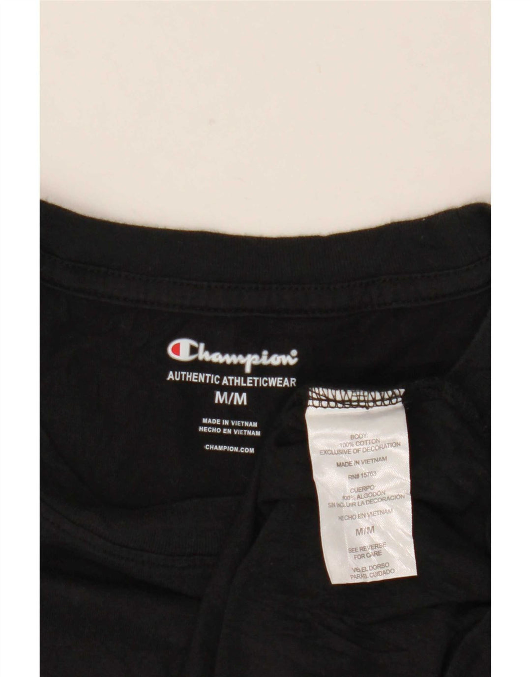 Champion Herre Grafisk T-Shirt Top Medium Sort Bomuld