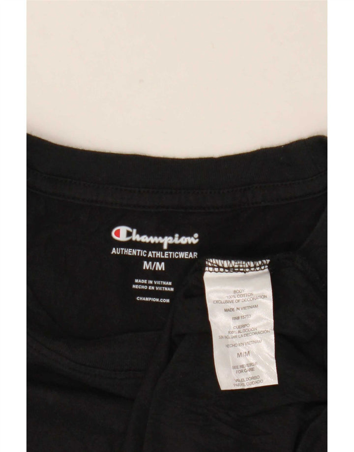Champion Herre Grafisk T-Shirt Top Medium Sort Bomuld