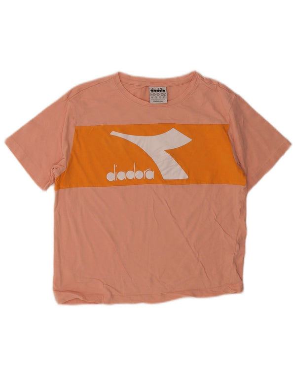 Diadora piger grafisk t-shirt top 11-12 år XL Pink Colourblock
