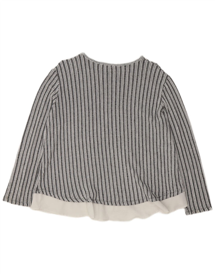 Zara Dame Langærmet Bluse Top UK 16 Stor Sort Stribet