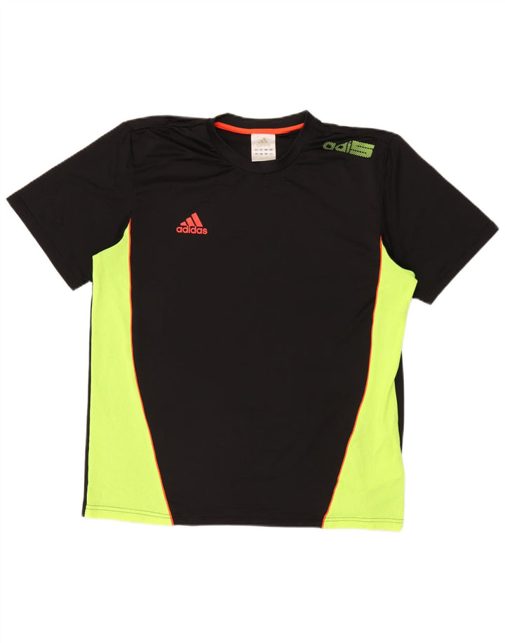 Adidas Herre grafisk T-shirt Top Medium Sort Colourblock Polyester