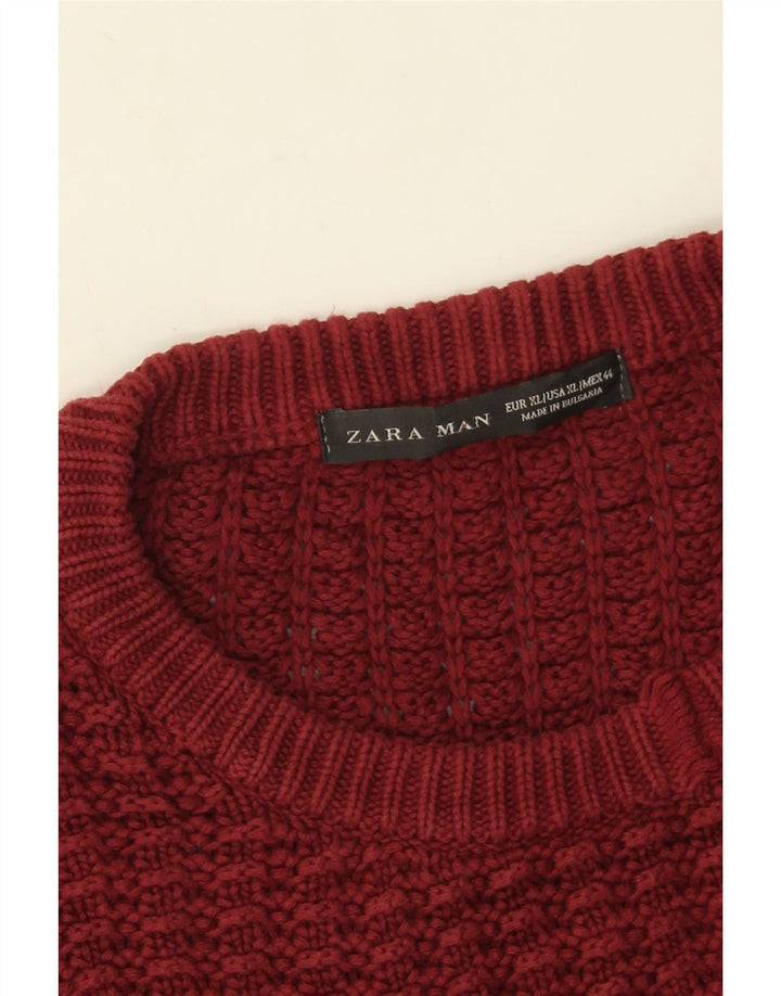 Zara Herre sweater med rund hals XL Bourgogne