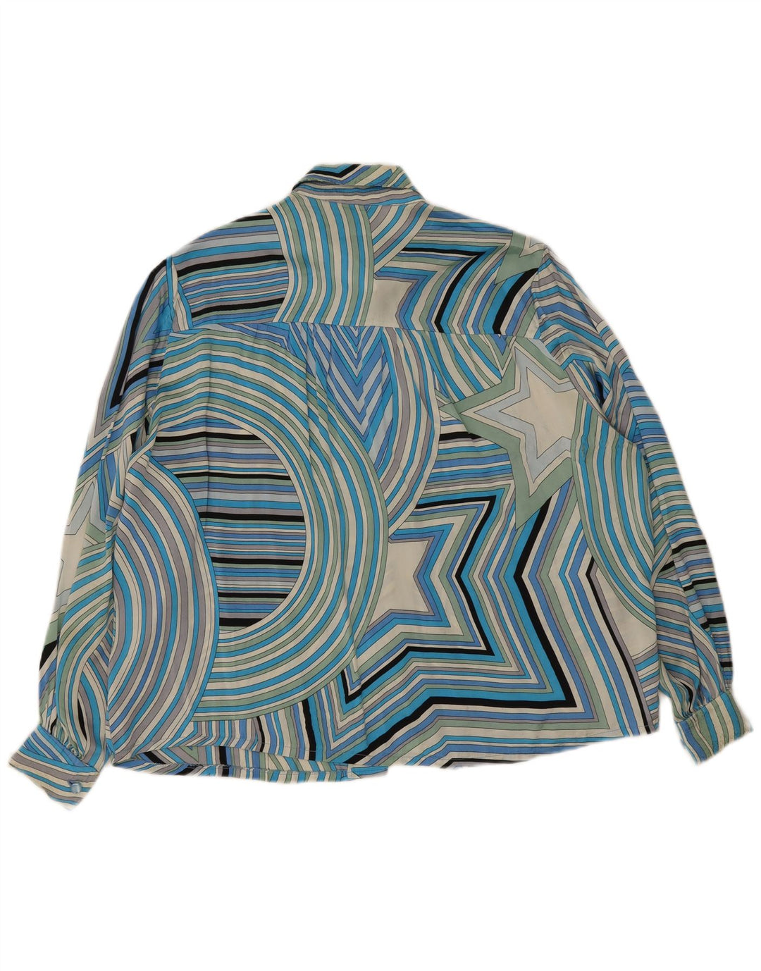 Vintage dameskjorte UK 20 2XL Blå Geometrisk