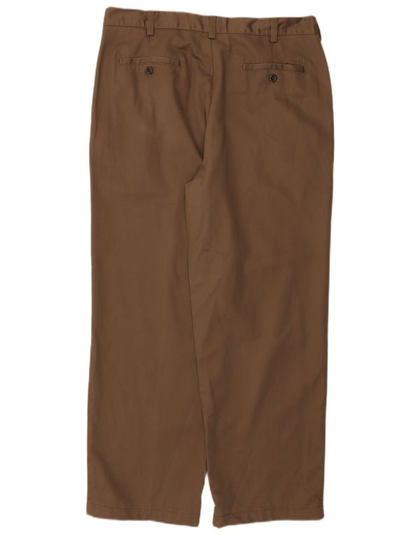 IZOD Mens Straight Chino Trousers W36 L29 Beige Cotton