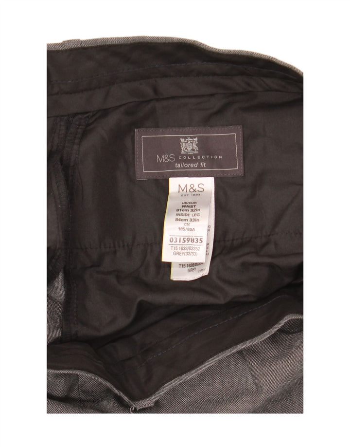 Marks & Spencer Herre Skræddersyet Fit Straight Suit Bukser W32 L33 Grå