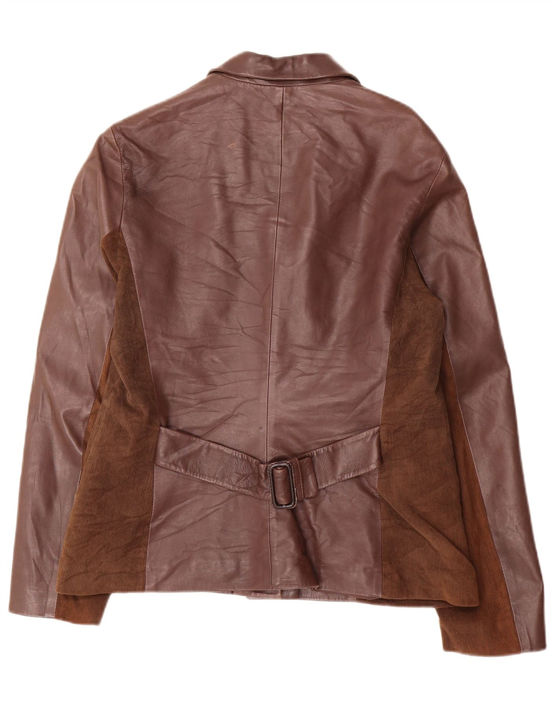 Evolution Dame 3-knaps læder blazerjakke IT 48 XL Brun Colourblock