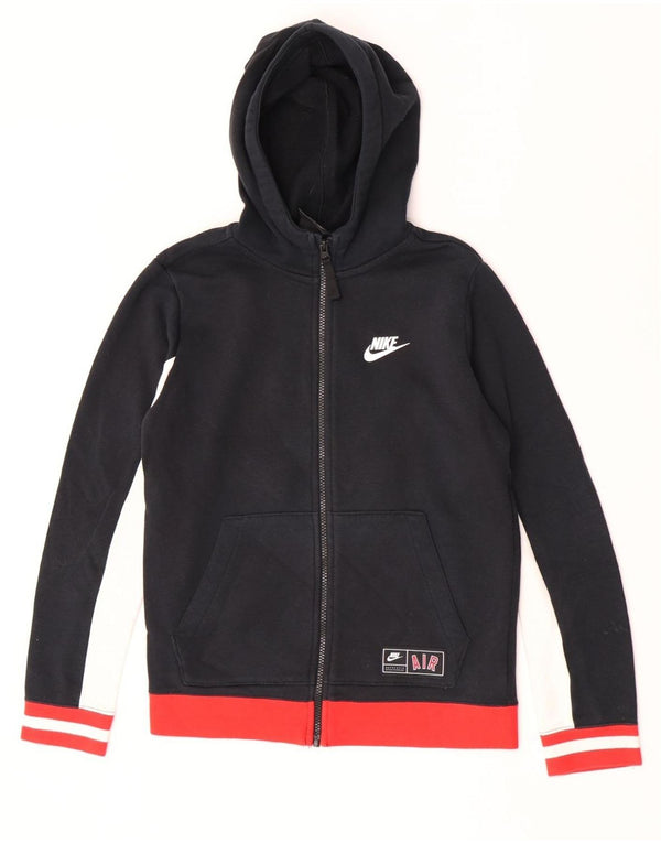 Nike Boys Graphic Zip Hoodie Sweater 12-13 Years Large Black Colourblock