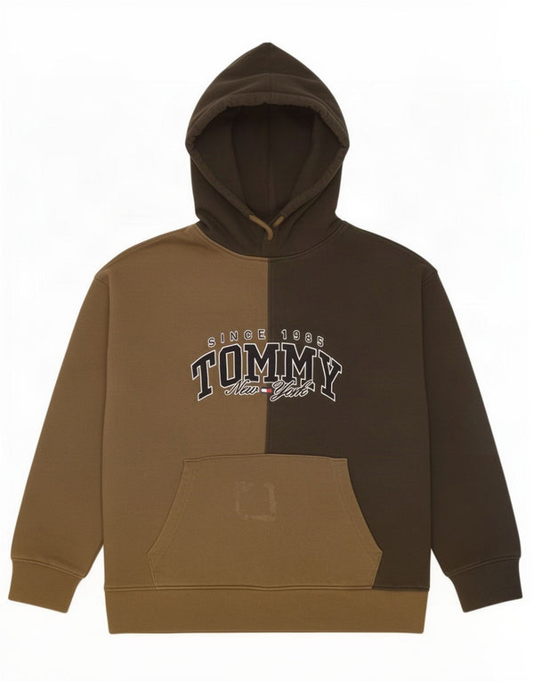Tommy Hilfiger Herre New York Grafisk Hoodie Jumper Medium Khaki Colourblock