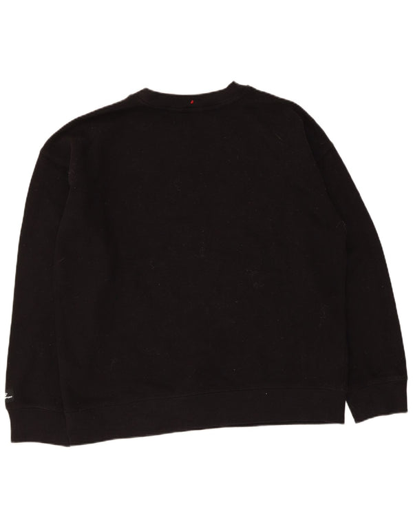 Dkny Dame Loose Fit Grafisk Sweatshirt Jumper UK 12 Medium Sort Bomuld