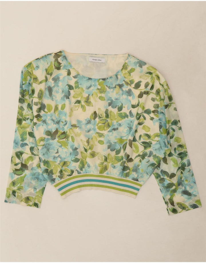 VINTAGE Womens Long Sleeve Blouse Top UK 14 Large Multicoloured Floral Vintage Vintage and Second-Hand Vintage from Messina Hembry 