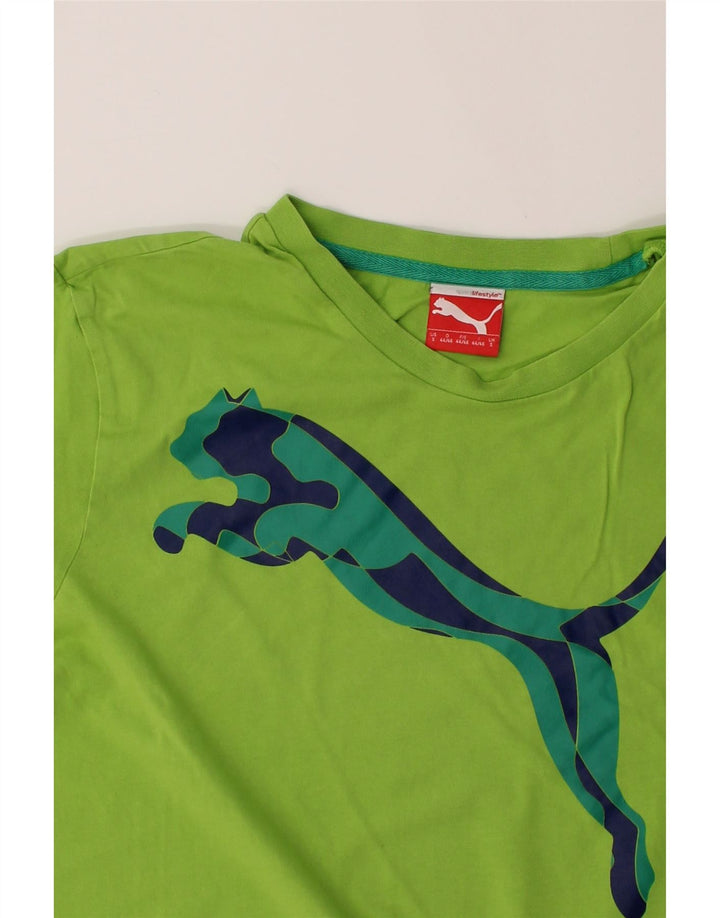 PUMA Mens Graphic T-Shirt Top Small Green Cotton Vintage Puma and Second-Hand Puma from Messina Hembry 