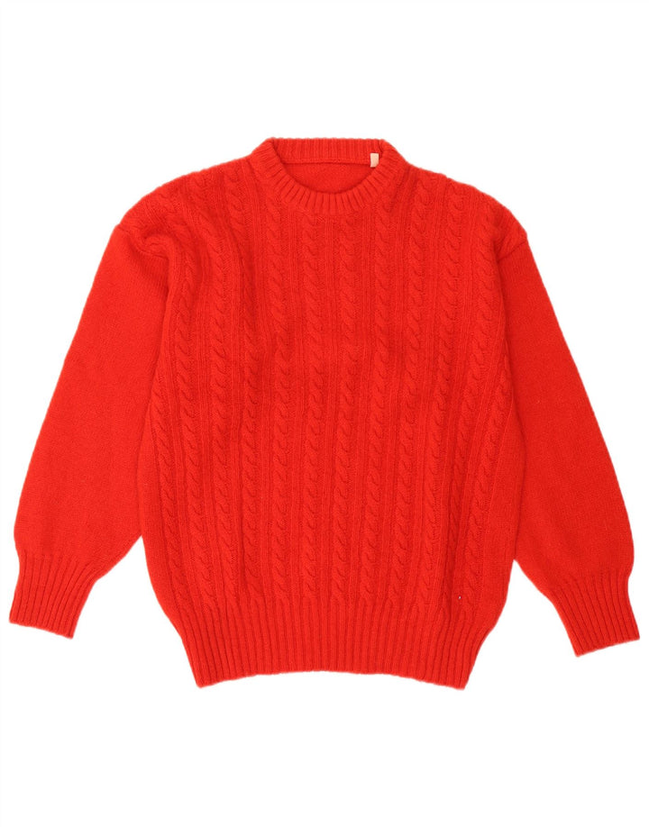 Vintage dame sweater med rund hals i overstørrelse UK 10 Lille rød uld