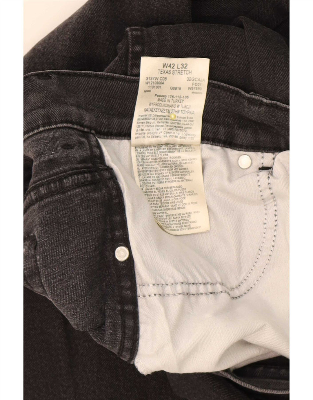Wrangler Herre Texas Stretch Straight Jeans W42 L32 Sort Bomuld