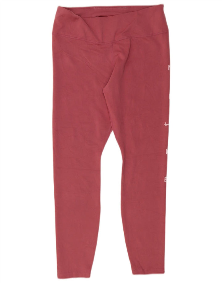 Nike Dame Dri Fit Grafiske Leggings UK 14 Large Pink Polyester