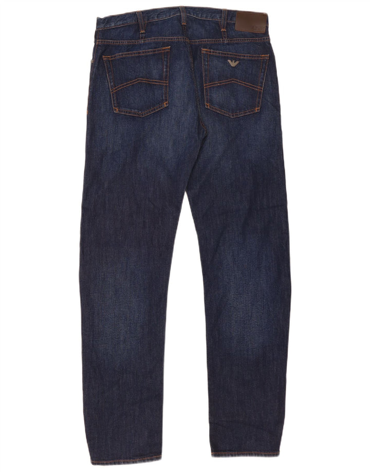 Armani Straight Jeans til mænd W34 L32 Marineblå Bomuld