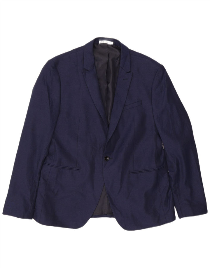 Zara Herre 1-knap blazerjakke EU 54 XL Marineblå