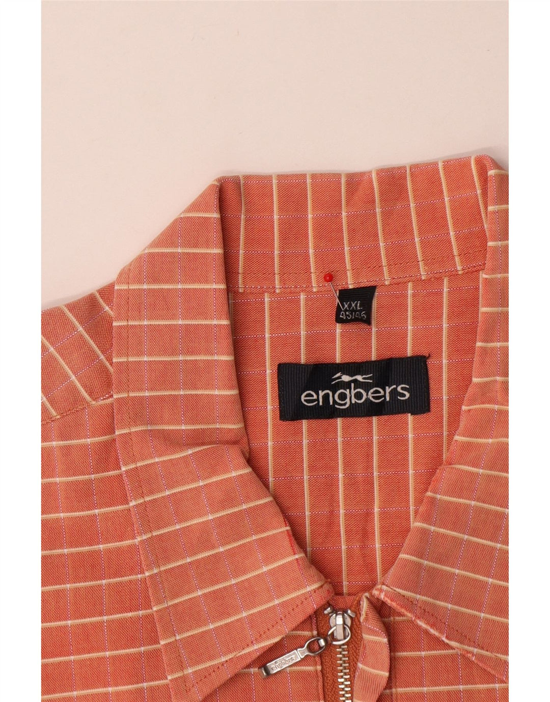 ENGBERS Kortærmet herretrøje str. 45/46 2XL Orange ternet