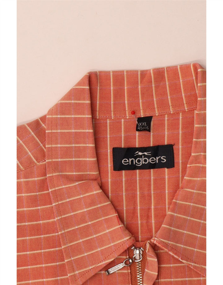 ENGBERS Kortærmet herretrøje str. 45/46 2XL Orange ternet