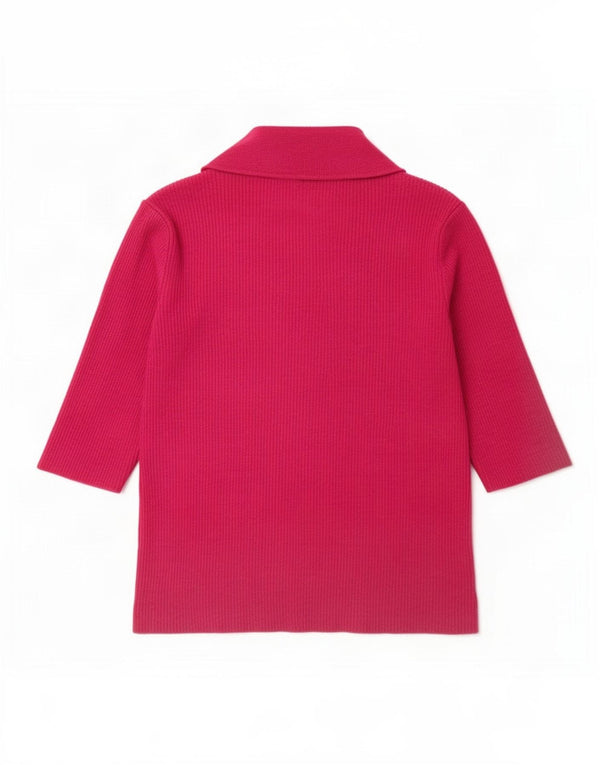 Toast Dame Kortærmet Polo Neck Jumper Sweater UK 14 Medium Pink Uld