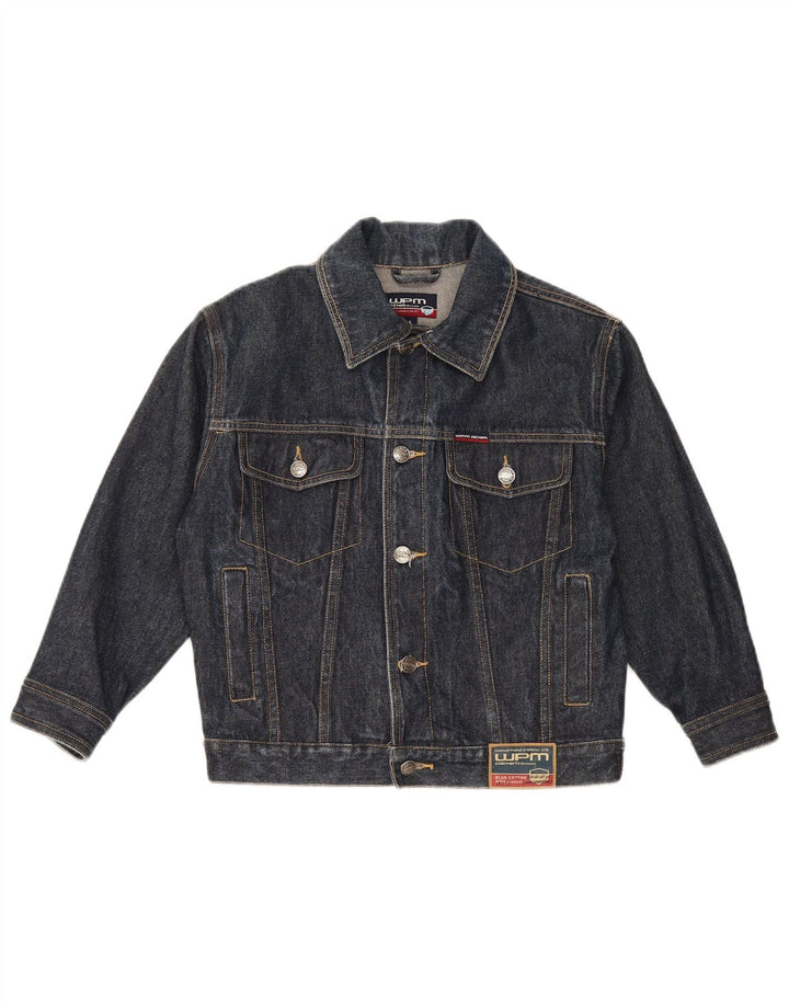 WPM Womens Crop 3/4-ærmet denimjakke UK 10 Small Navyblå Bomuld