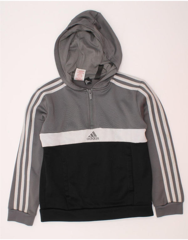Adidas Boys Hoodie Jumper 9-10 år Grå Colourblock Polyester