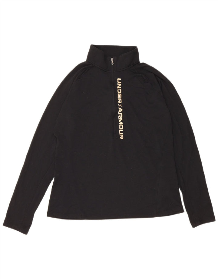 UNDER ARMOR Dame Grafisk Pullover Træningsdragt Top UK 14 Large Sort