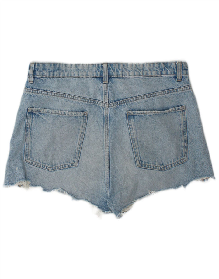 Zara Womens Distressed Denim Shorts EU 44 XL W34 Blå