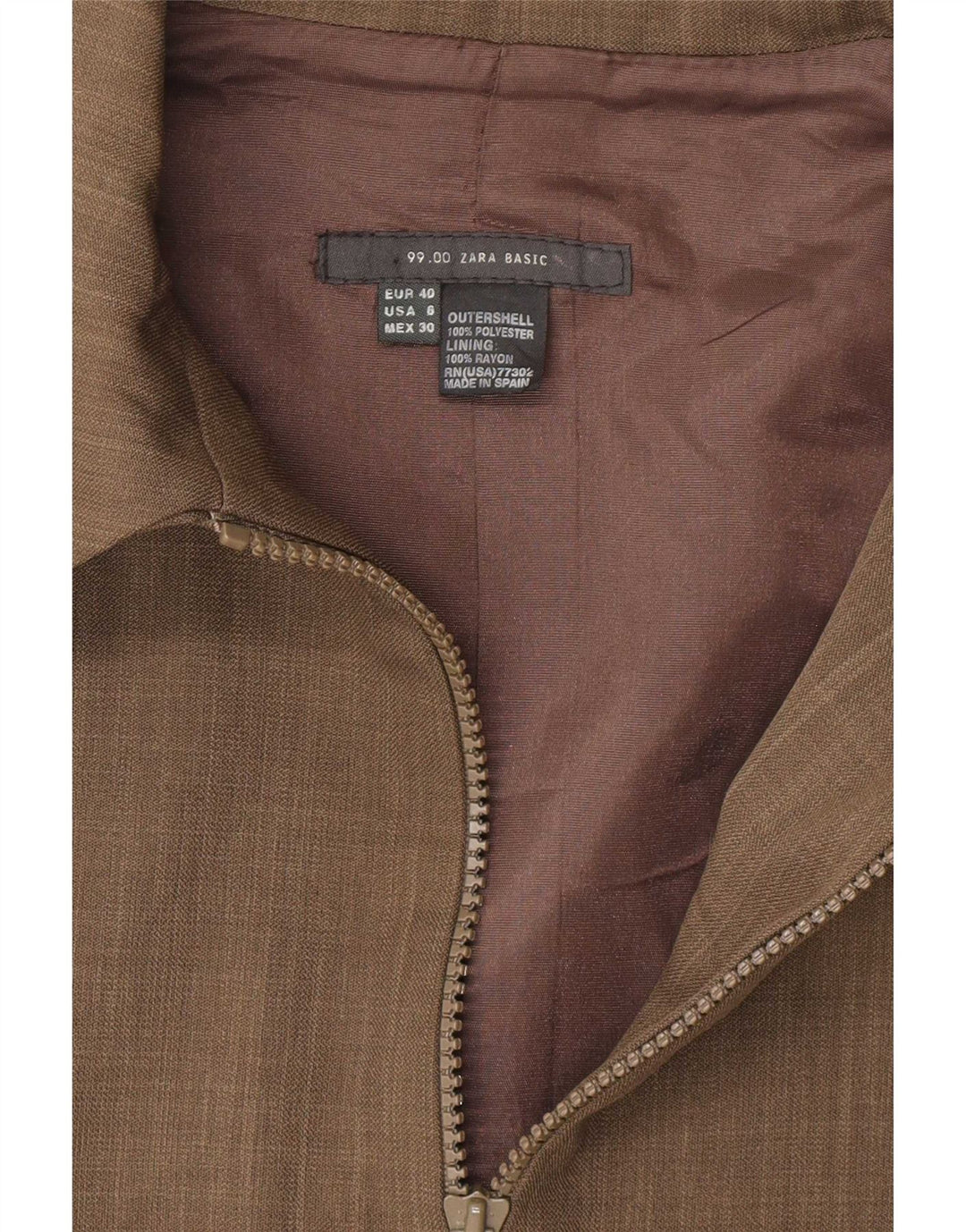 Zara Dame Blazer Jakke EU 40 Medium Khaki Polyester