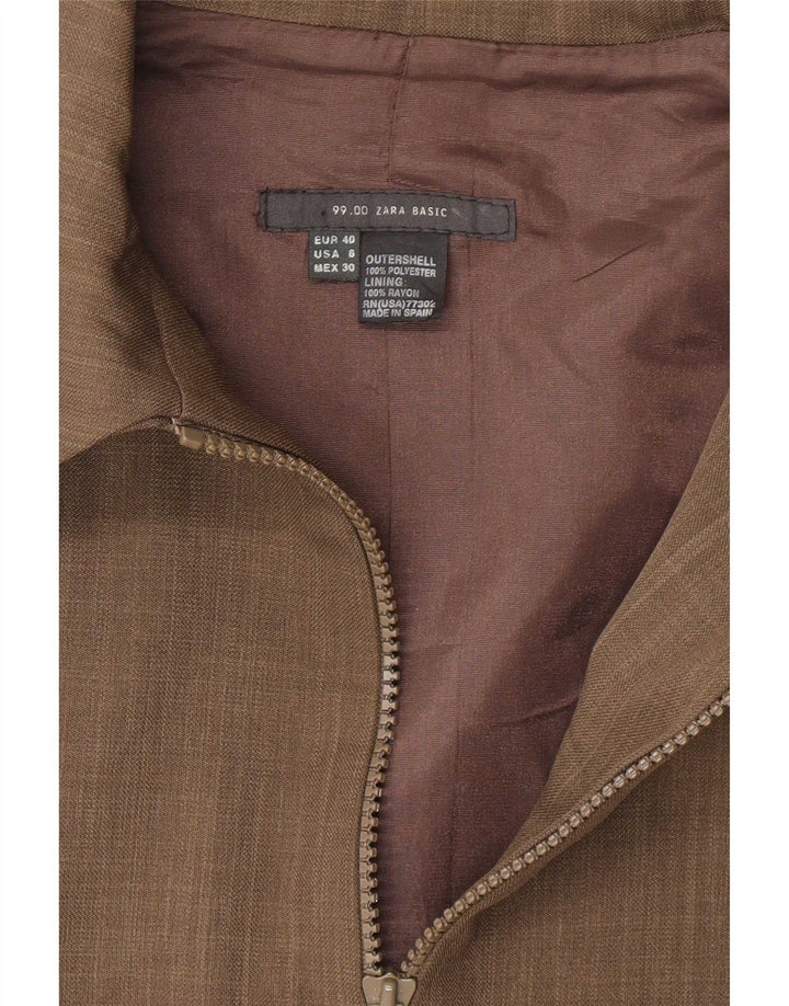 Zara Dame Blazer Jakke EU 40 Medium Khaki Polyester