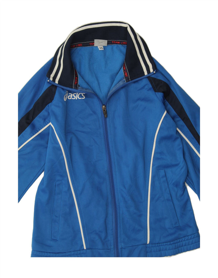 ASICS Boys Tracksuit Top Jacket 9-10 Years XS Blue Vintage Asics and Second-Hand Asics from Messina Hembry 