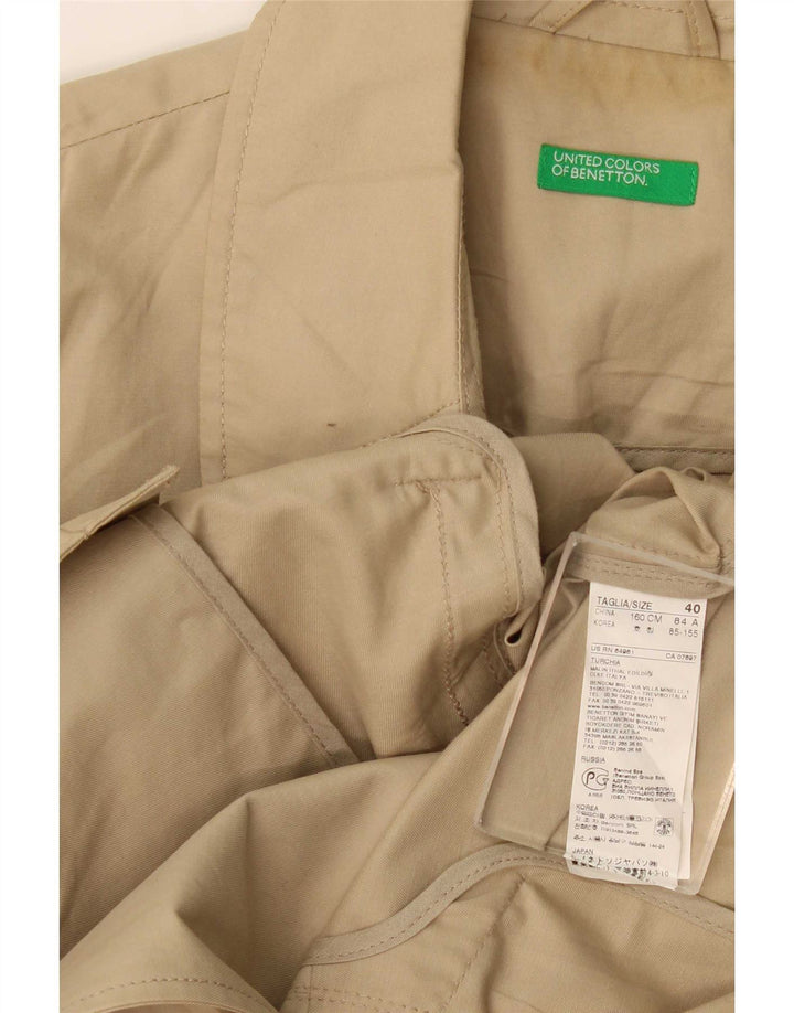Benetton kort trenchcoat til kvinder IT 40 Lille beige bomuld
