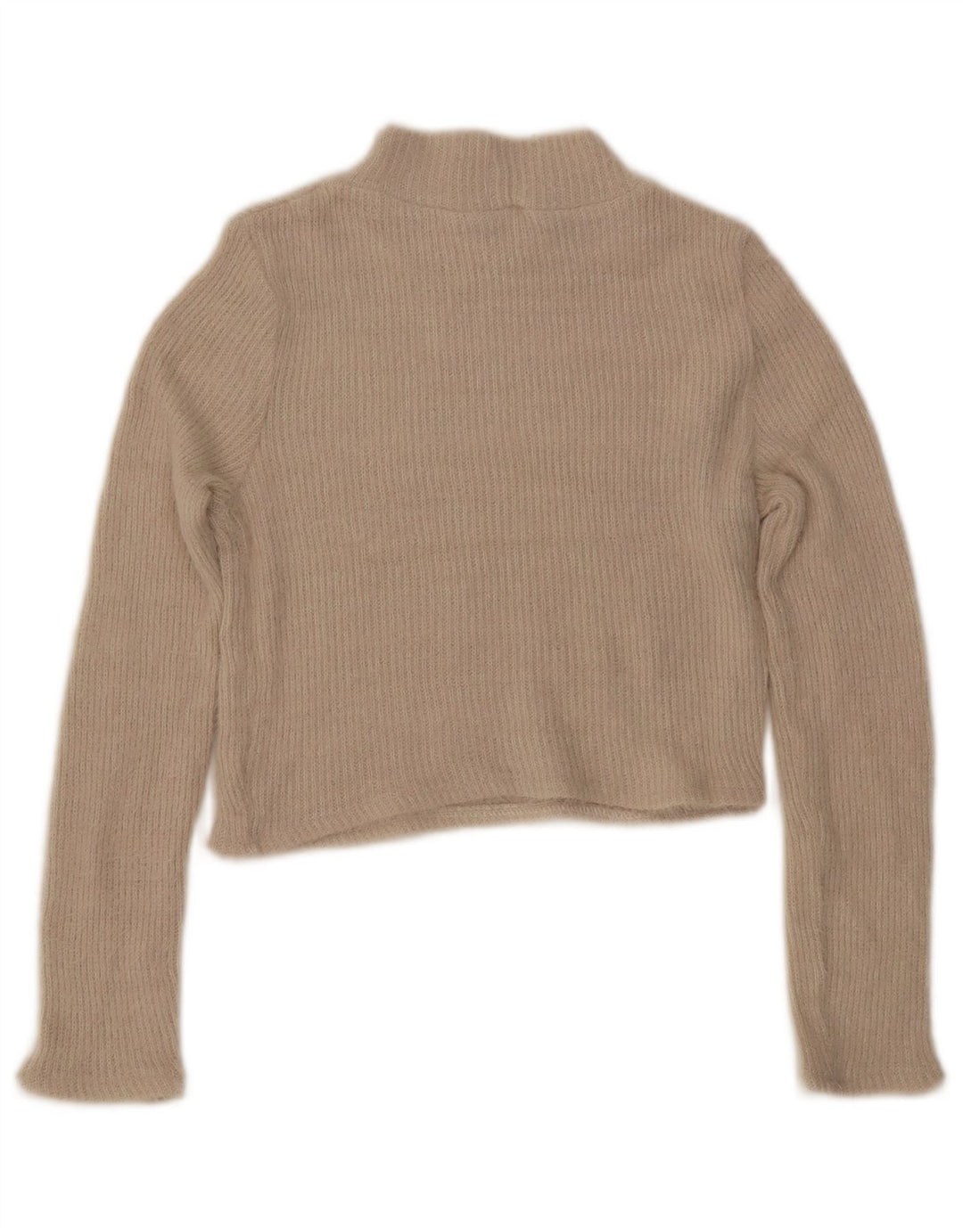 ZARA Dame Crop Turtle Neck Sweater UK 12 Medium Off White