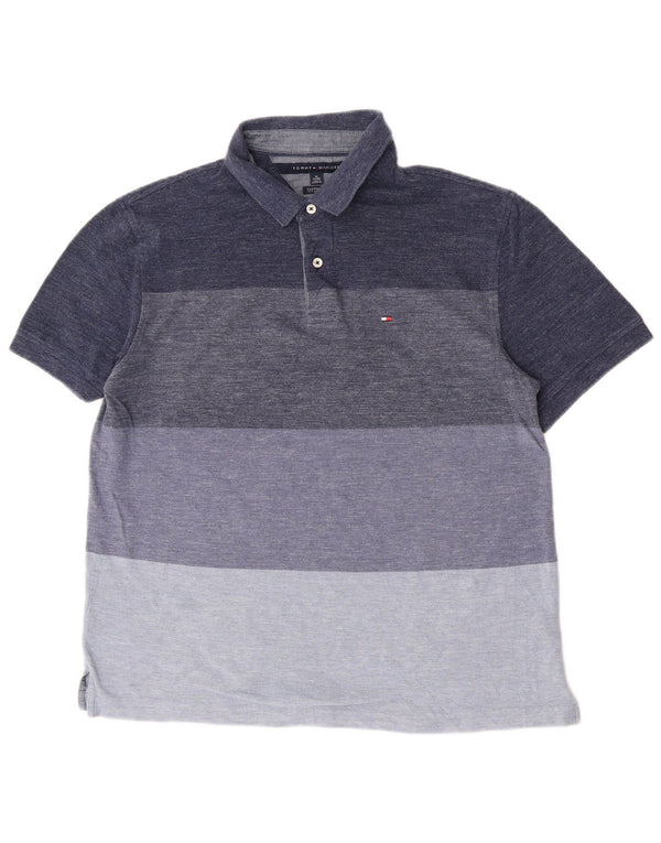 Tommy Hilfiger Herre Custom Fit Polo Shirt XL Navy Blue Colourblock Bomuld