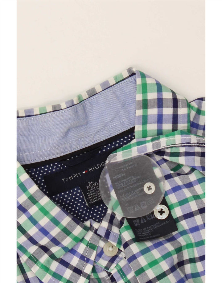 Tommy Hilfiger Kortærmet Herreskjorte XL Blå Gingham Bomuld