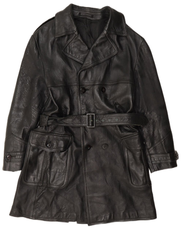 Vintage herre dobbeltradet læderfrakke IT 50 Large Black