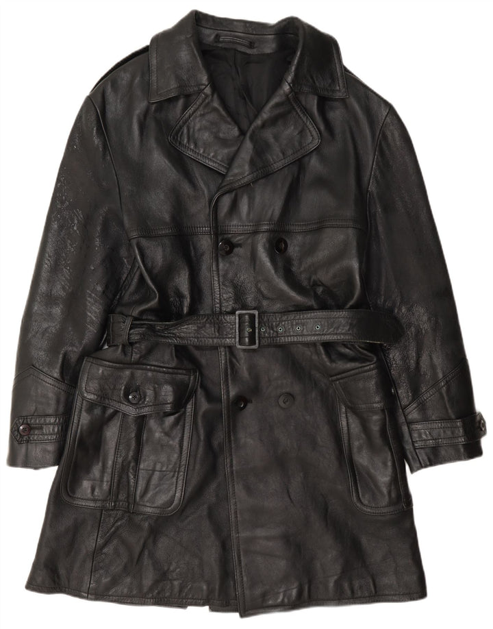 Vintage herre dobbeltradet læderfrakke IT 50 Large Black