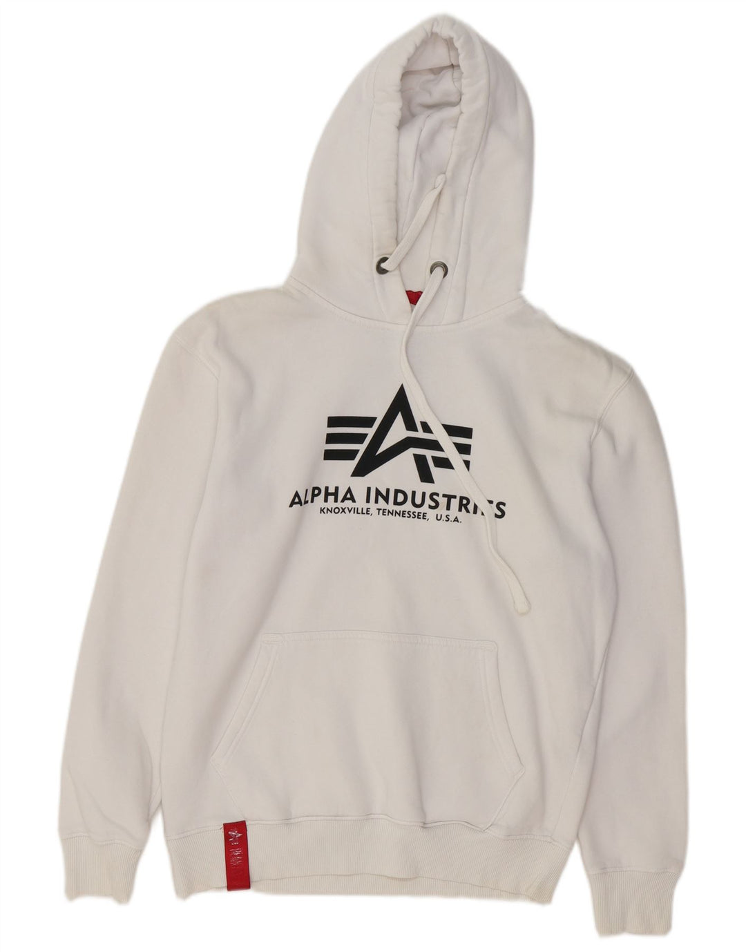 ALPHA INDUSTRIES Grafisk hættetrøje til mænd Medium hvid bomuld