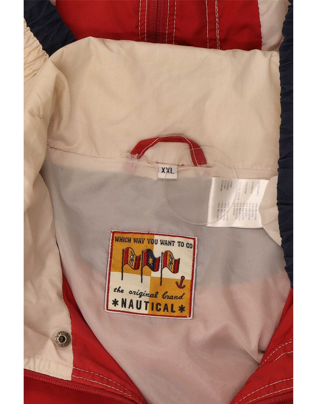 Vintage hættejakke til mænd UK 44 2XL Rød Colourblock Polyester