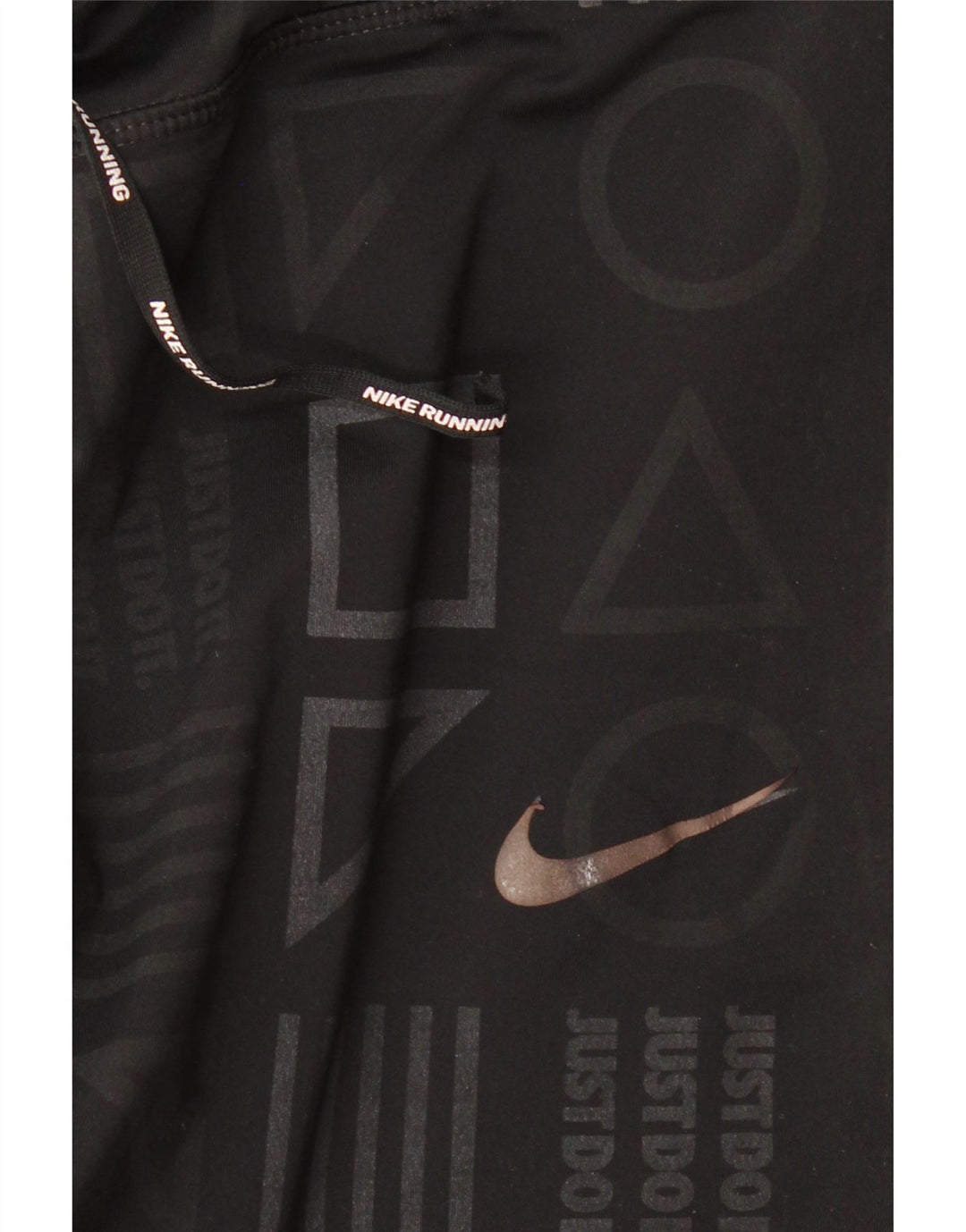 Nike Dame Dri Fit Grafiske Leggings UK 14 Medium Sort Geometrisk