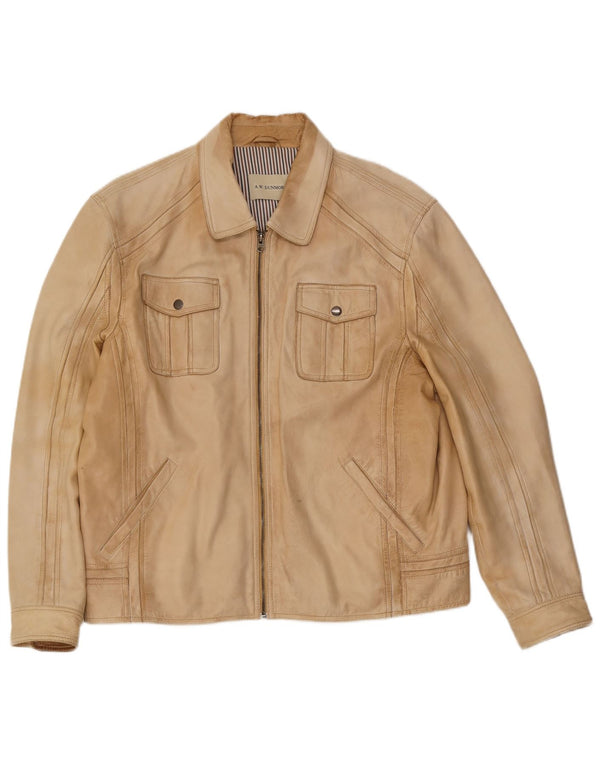 A.W.Dunmore Herre Læderjakke UK 40 Large Beige