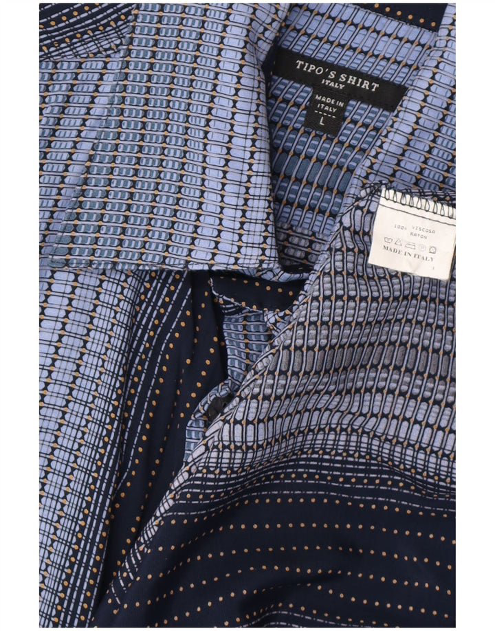 Tipo' S Kortærmet Herreskjorte Stor Marineblå Stribet Rayon