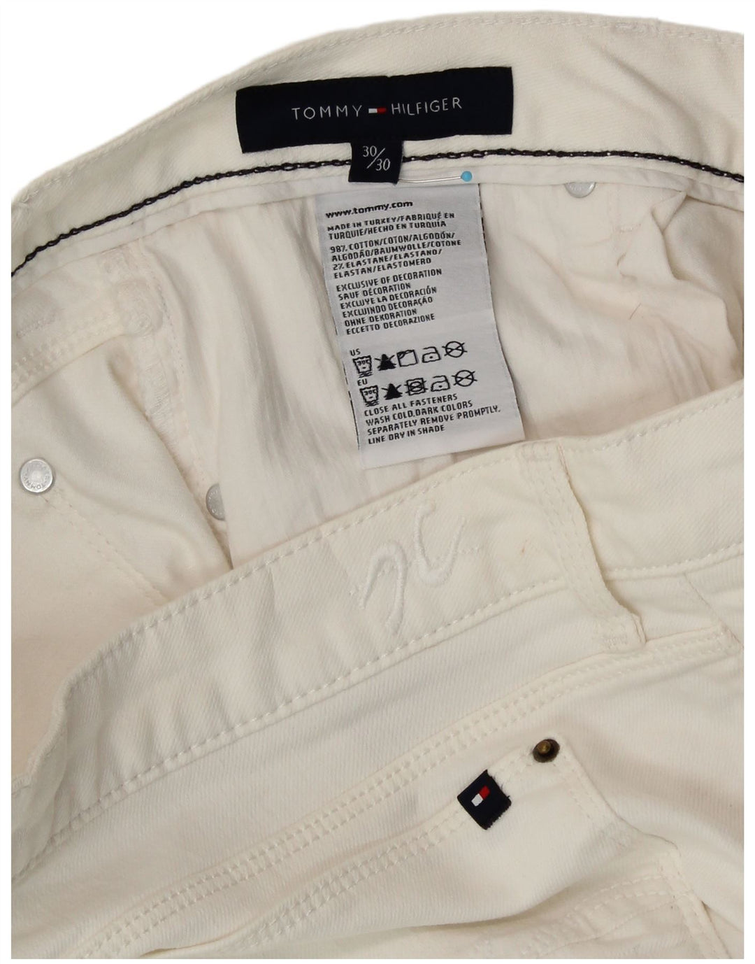 TOMMY HILFIGER Dame Bootcut Jeans W30 L30 Hvid Bomuld