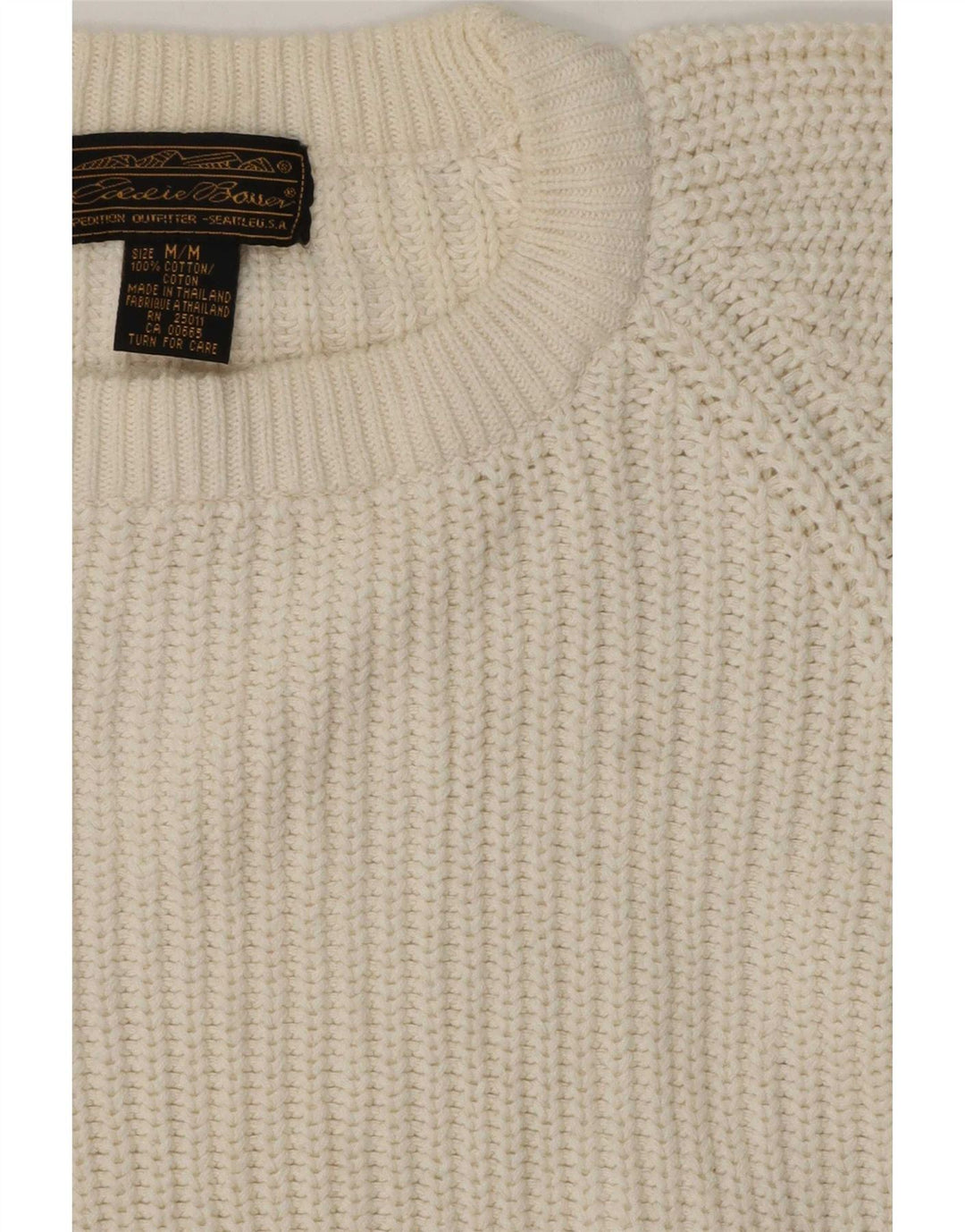 Eddie Bauer Herre Crew Neck Jumper Sweater Medium Off White Bomuld Classic